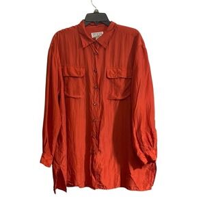 Venezia Vitale 18/20 100% Silk Button Front Tunic Shirt Long Sleeve Quiet Luxury